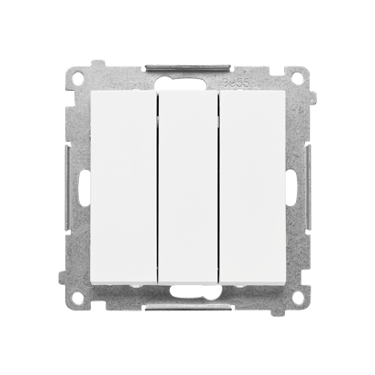 KONTAKT SIMON - Przycisk potrójny z podświetleniem LED (moduł) 10 AX, 250 V~, szybkozłącza; Biały mat Simon 55 - TP31L.01/111