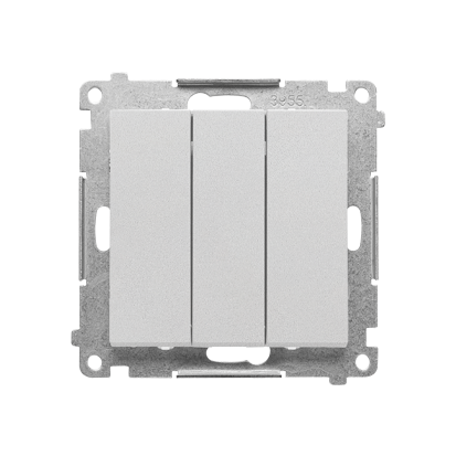 KONTAKT SIMON - Przycisk potrójny z podświetleniem LED (moduł) 10 AX, 250 V~, szybkozłącza; Aluminium mat Simon 55 - TP31L.01/143
