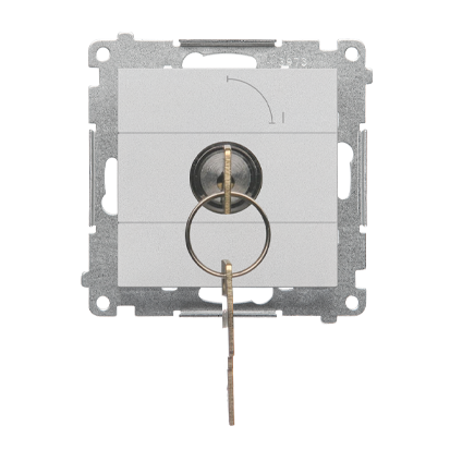 KONTAKT SIMON - Łącznik na kluczyk chwilowy – przycisk (moduł) 2 pozycyjny „0-I” styk N/O, 5 A, 250 V~; Aluminium mat Simon 55 - TP1K.01/143