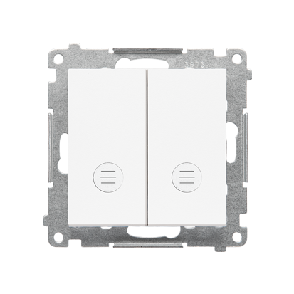 KONTAKT SIMON - Łącznik krzyżowy podwójny z podświetleniem (moduł) 10 AX, 250 V~, szybkozłącza; Biały mat Simon 55 - TW7/2L2.01/111