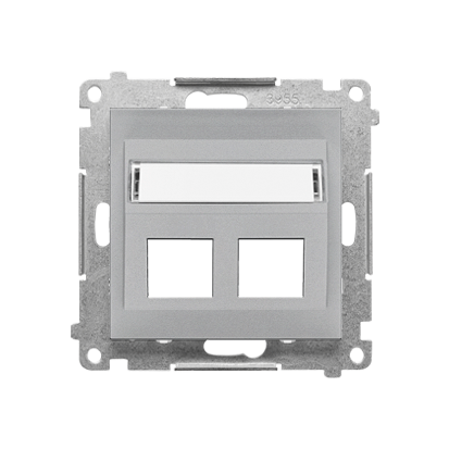 KONTAKT SIMON - Pokrywa gniazd teleinformatycznych na Keystone skośna podwójna z polem opisowym (moduł); Aluminium mat Simon 55 - TKP2S.01/143