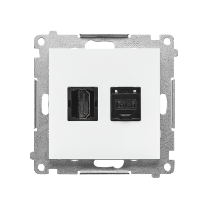 KONTAKT SIMON - Gniazdo HDMI + RJ45 kat.6. (moduł); Biały mat Simon 55 - TGHRJ45.01/111