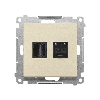 KONTAKT SIMON - Gniazdo HDMI + RJ45 kat.6. (moduł); Szampański mat Simon 55 - TGHRJ45.01/144