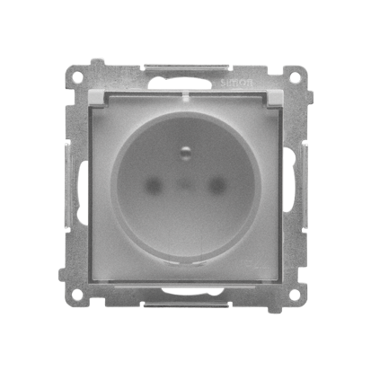 KONTAKT SIMON - Gniazdo wtyczkowe do wersji IP44 bez uszczelki (moduł) 16 A, 250 V~, szybkozłącza. Klapka transparentna; Aluminium mat Simon 55 - TGZ1BCUZ.01/143A