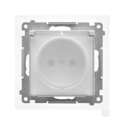 KONTAKT SIMON - Gniazdo wtyczkowe do wersji IP44 z uszczelką (moduł) 16 A, 250 V~, szybkozłącza. Klapka transparentna; Biały mat Simon 55 - TGZ1BCZ.01/111A