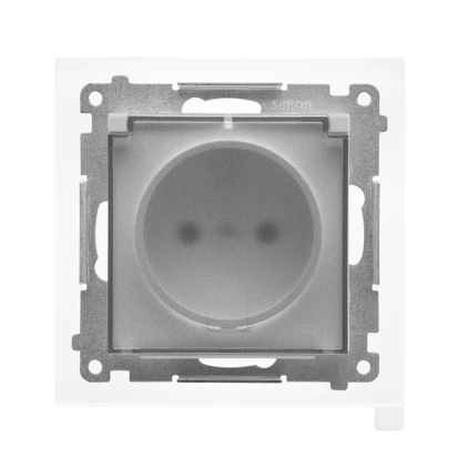 KONTAKT SIMON - Gniazdo wtyczkowe do wersji IP44 z uszczelką (moduł) 16 A, 250 V~, szybkozłącza. Klapka transparentna; Aluminium mat Simon 55 - TGZ1BCZ.01/143A