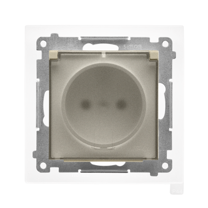 KONTAKT SIMON - Gniazdo wtyczkowe do wersji IP44 z uszczelką (moduł) 16 A, 250 V~, szybkozłącza. Klapka transparentna; Szampański mat Simon 55 - TGZ1BCZ.01/144A