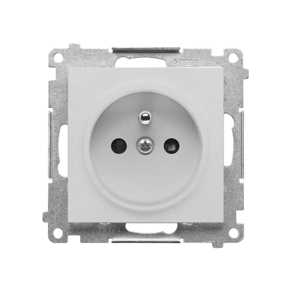 KONTAKT SIMON - GNIAZDO POJEDYNCZE Z UZIEMIENIEM Z PRZESŁONAMI 2P+Z 16A 250V SZYBKOZŁĄCZKA ALUMINIUM MAT SIMON 55 - TGZ1CZ.01/143