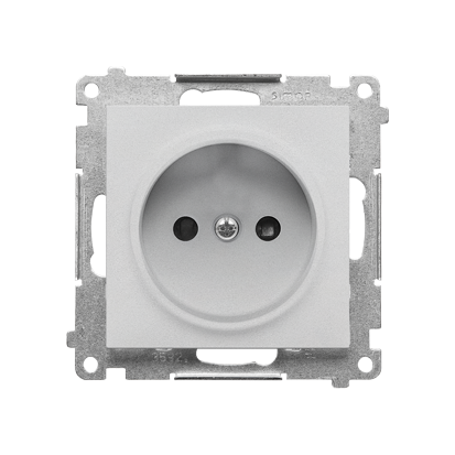 KONTAKT SIMON - Gniazdko wtyczkowe bez uziemienia z przesłonami (moduł) 16 A, 250 V~, szybkozłącza; Aluminium mat Simon 55 - TG1CZ.01/143