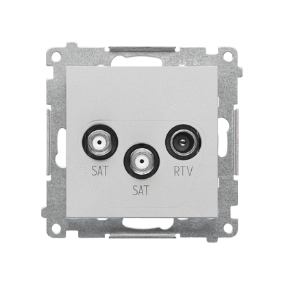 KONTAKT SIMON - Gniazdo antenowe satelitarne podwójne SAT-SAT-RTV (moduł). 2x Wejście: 5 MHz÷2,4 GHz; Aluminium mat Simon 55 - TASK2.01/143