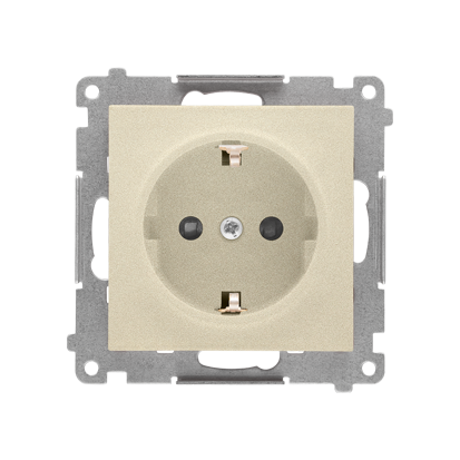 KONTAKT SIMON - Gniazdo Schuko z przesłonami (moduł) 16 A, 250 V~, szybkozłącza; Szampański mat Simon 55 - TGSZ1CZ.01/144