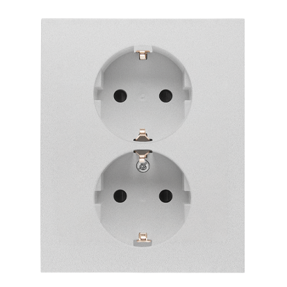 KONTAKT SIMON - Gniazdo Schuko z przesłonami podwójne 16 A, 250 V~, zaciski śrubowe; Aluminium mat Simon 55 - TGSZ2PZFAR/143