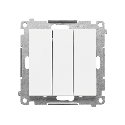 KONTAKT SIMON - Łącznik potrójny z podświetleniem LED (moduł) 10 AX, 250 V~, szybkozłącza; Biały mat Simon 55 - TW31L.01/111