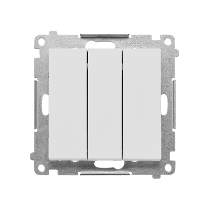 KONTAKT SIMON - Łącznik potrójny z podświetleniem LED (moduł) 10 AX, 250 V~, szybkozłącza; Jasnoszary mat Simon 55 - TW31L.01/114