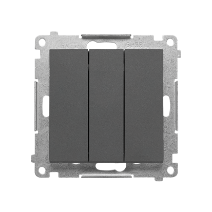 KONTAKT SIMON - Łącznik potrójny z podświetleniem LED (moduł) 10 AX, 250 V~, szybkozłącza; Grafitowy mat Simon 55 - TW31L.01/116