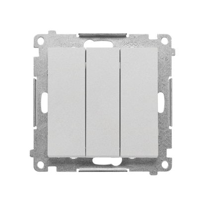 KONTAKT SIMON - Łącznik potrójny z podświetleniem LED (moduł) 10 AX, 250 V~, szybkozłącza; Aluminium mat Simon 55 - TW31L.01/143