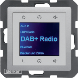 HAGER - Q.x Radio Touch DAB+, Bluetooth alu aksamit - 30846084