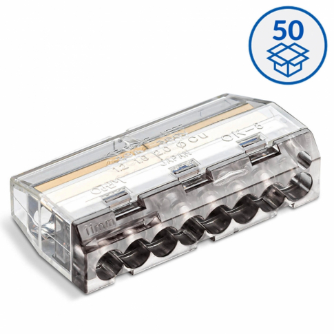 SIMET - SZYBKOZŁĄCZKA SCP8 WTYKOWA DO DRUTÓW 0.75 - 4 mm2 I WIELODRUTÓW 1.5 - 2.5mm2 8 TORÓW 24A 450V TRANSPARENTNY FIOLETOWY SERIA IDEALNA OPAKOWANIE 50 SZT.  - 88000007