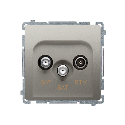 KONTAKT SIMON - Gniazdo antenowe satelitarne podwójne końcowe SAT-SAT-RTV, (moduł). 2xwejście: SAT: 5–2400 MHz, RTV: 5–862 MHz; satynowy - BMZAR+SAT3.1-P2.01/29