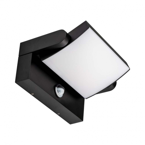 V-TAC - 17W Lampa ścienna LED z czujnikiem ruchu / Barwa:4000K / Obudowa: Czarna / Kwadratowa - 2941