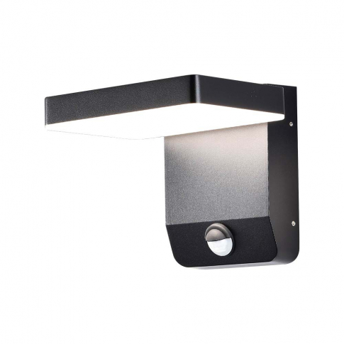 V-TAC - 17W Lampa ścienna LED z czujnikiem ruchu / Barwa:4000K / Obudowa: Czarna / Kwadratowa - 2949