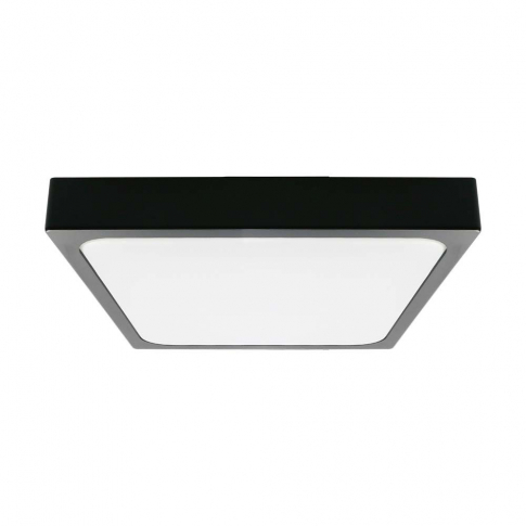 V-TAC - 24W Plafon LED z mikrofalowym czujnikiem ruchu / Średnica: 295mm / Barwa:4000K / Klosz: Kwadratowy mleczny czarna ramka / IP44 - 7673