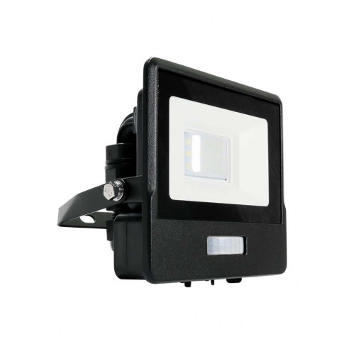 V-TAC - 10W Naświetlacz LED SMD z czujnikiem ruchu i mufą kablową / Chip SAMSUNG / Barwa:6500K / Obudowa: Czarna - 20258