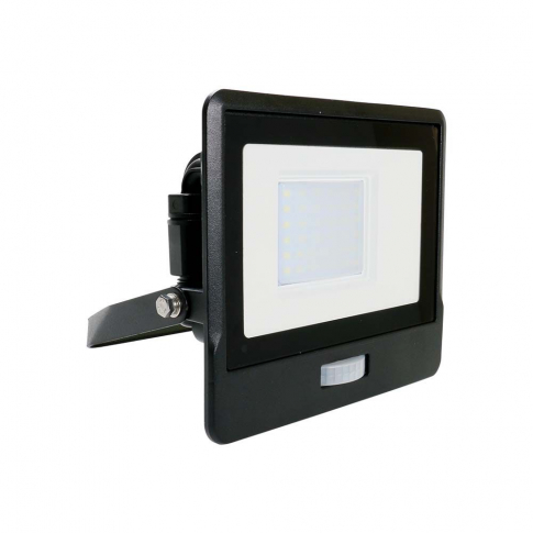 V-TAC - 30W Naświetlacz LED SMD z czujnikiem ruchu i mufą kablową / Chip SAMSUNG / Barwa:3000K / Obudowa: Czarna - 20262
