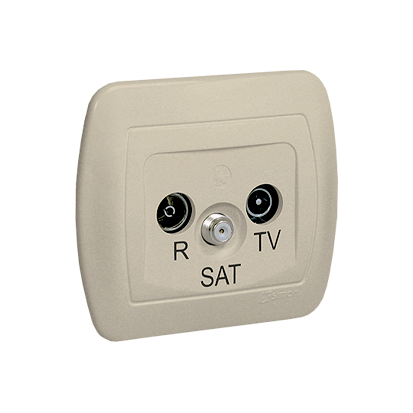 KONTAKT SIMON - Gniazdo antenowe R-TV-SAT końcowe. Może być użyte jako gniazdo zakończeniowe do gniazd przelotowych R-TV-SAT; beż - AAS/12