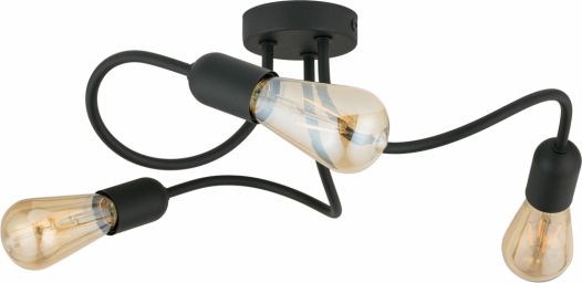 TK-LIGHTING SP. Z O.O. - WAVE BLACK LAMPA SUFITOWA 3 PŁ E27 - 4407