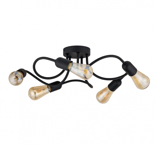 TK-LIGHTING SP. Z O.O. - WAVE BLACK LAMPA SUFITOWA 5 PŁ E27 - 4408