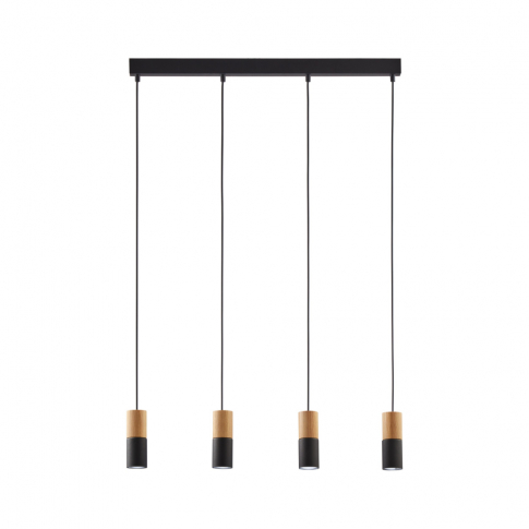 TK-LIGHTING SP. Z O.O. - ELIT BLACK/WOOD LAMPA WISZĄCA 4 PŁ - 6311