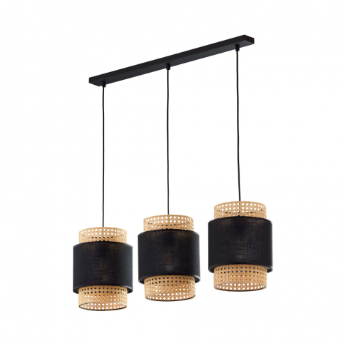 TK-LIGHTING SP. Z O.O. - BOHO BLACK LAMPA WISZĄCA 3 PŁ LISTWA - 6541
