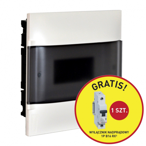 LEGRAND - ROZDZIELNIA WNĘKOWA 1X12 650 DRZWI PRZEŹROCZYSTE + 1 SZT RX3 1P B 16A PRACTIBOXS - 135371P