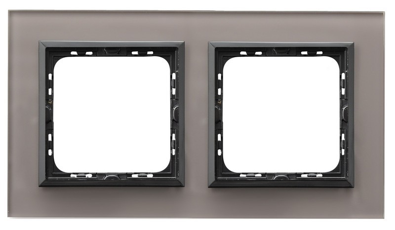 OSPEL - Ramka podwójna Szkło+PC grubość 4mm SZARE SZKŁO SONATA - R-2RGC/41/25