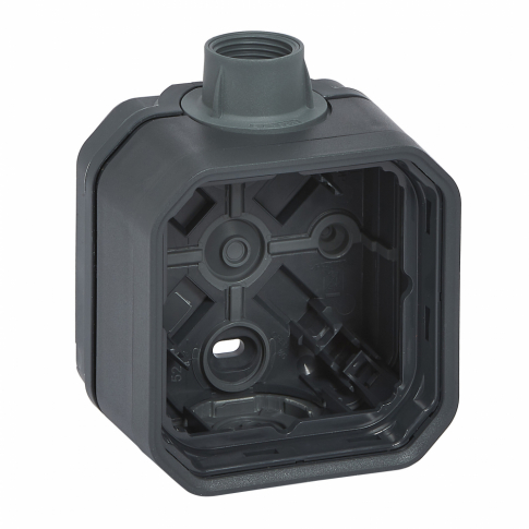 LEGRAND - PUSZKA NATYNKOWA POJEDYNCZA Z PRZEPUSTEM KABLOWYM PG20 ANTRACYT PLEXO - 069628L