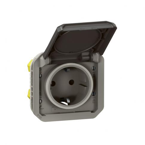 LEGRAND - GNIAZDO SCHUKO 2P+Z ZACISKI AUTO MECHANIZM 16 A-250V~ ANTRACYT PLEXO - 069871L