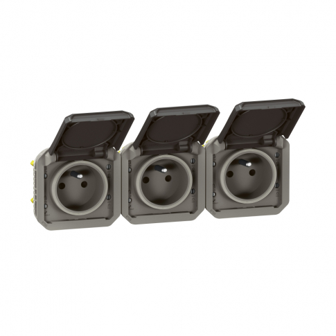 LEGRAND - GNIAZDO 3X2P+Z POZIOME KOMPLET MECHANIZM 16 A - 250 V~ ANTRACYT PLEXO - 069844L