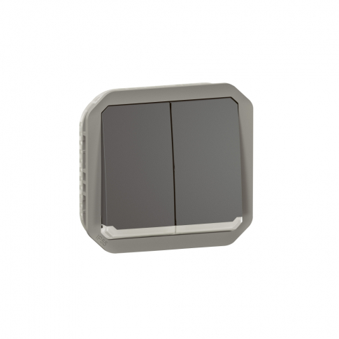 LEGRAND - ŁĄCZNIK PODWÓJNY/PRZYCISK PODWÓJNY Z PODŚWIETL. MECH 10AX-250V~ ANTRACYT PLEXO - 069806L