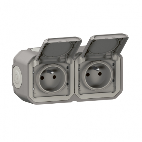 LEGRAND - GNIAZDO 2X2P+Z POZIOME KOMPLET NATYNKOWY 16 A - 250 V~ SZARE PLEXO - 069768L