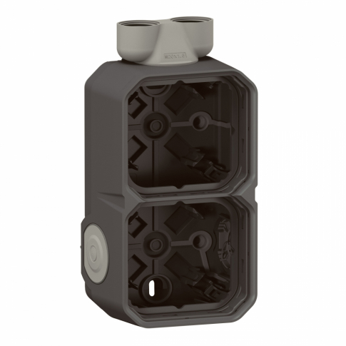 LEGRAND - PUSZKA NATYNKOWA PODWÓJNA Z PRZEPUSTEM KABLOWYM ISO20 ANTRACYT PLEXO - 069610L