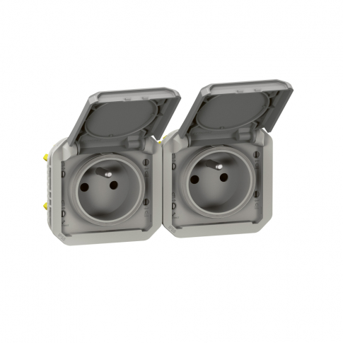 LEGRAND - GNIAZDO 2X2P+Z POZIOME MECHANIZM 16 A - 250 V~ SZARE PLEXO - 069562L