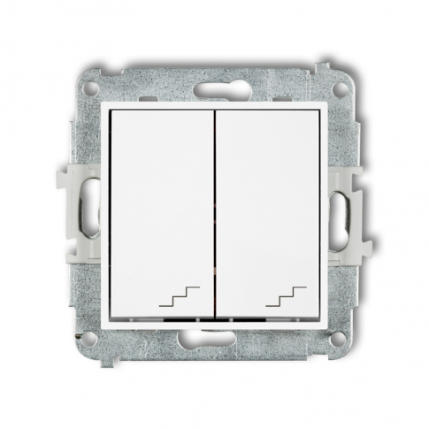 KARLIK - Mechanizm łącznika podwójnego schodowego podtynkowy IP 20 / IP 44, 10AX 250V~ MINI biały mat - 25MWP-33