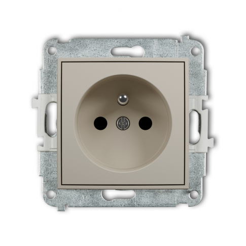 KARLIK - Mechanizm gniazda pojedynczego z uziemieniem 2P+Z (przesłony torów prądowych) podtynkowy IP 20, 16A 250V~ MINI taupe - 60MGP-1zp