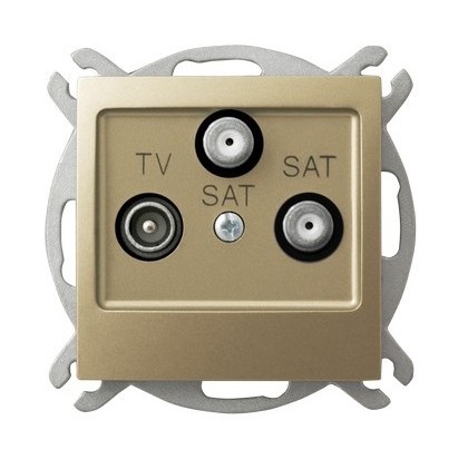 OSPEL - GNIAZDO RTV-SAT Z DWOMA WYJŚCIAMI SAT ZŁOTY METALIC IMPRESJA  - GPA-Y2S/m/28