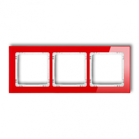 KARLIK - Ramka uniwersalna 3-krotna - efekt szkła (ramka: czerwona; spód: biały) - 17-0-DRS-3