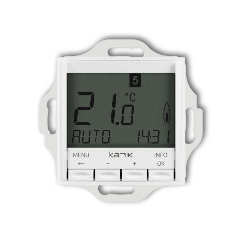 KARLIK - REGULATOR TEMPERATURY ELEKTRONICZNY PODŚWIETLENIE BIAŁE IP30, 230 V AC, 50 HZ, (195-253 V), max. 16A BIAŁY MINI  - MRT-3.1