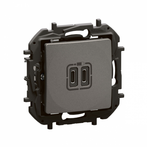 LEGRAND - NOWE NILOE - GNIAZDO 2 X USB TYP C+C - 3 A STALOWE - NP3404MG