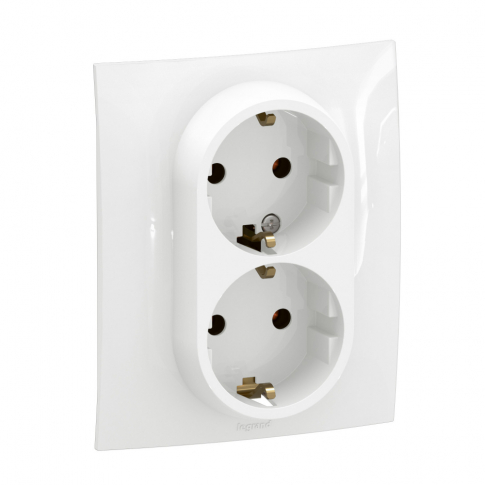 LEGRAND - NOWE NILOE - GNIAZDO SCHUKO 2X2P+Z MONOBLOK ZACISKI ŚRUBOWE 16A - 250V~ BIAŁE - NP3131WH