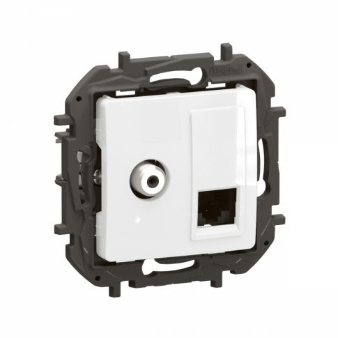 LEGRAND - NOWE NILOE- GNIAZDO TV TYP "F" + GNIAZDO RJ 45 KAT. 6 UTP BIAŁE - NP493WH